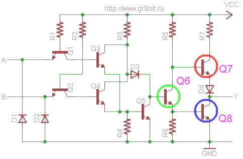 SN7432 internal circuit diagram
