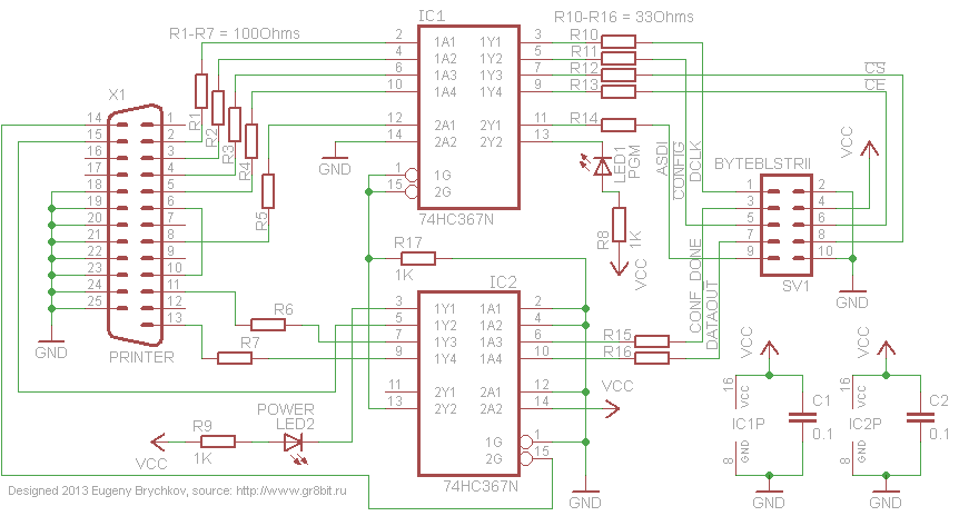 Composite and Y/C Video Board schematic