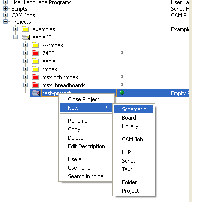 EAGLE control panel