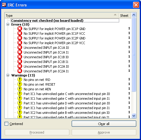 EAGLE schematic editor ERC